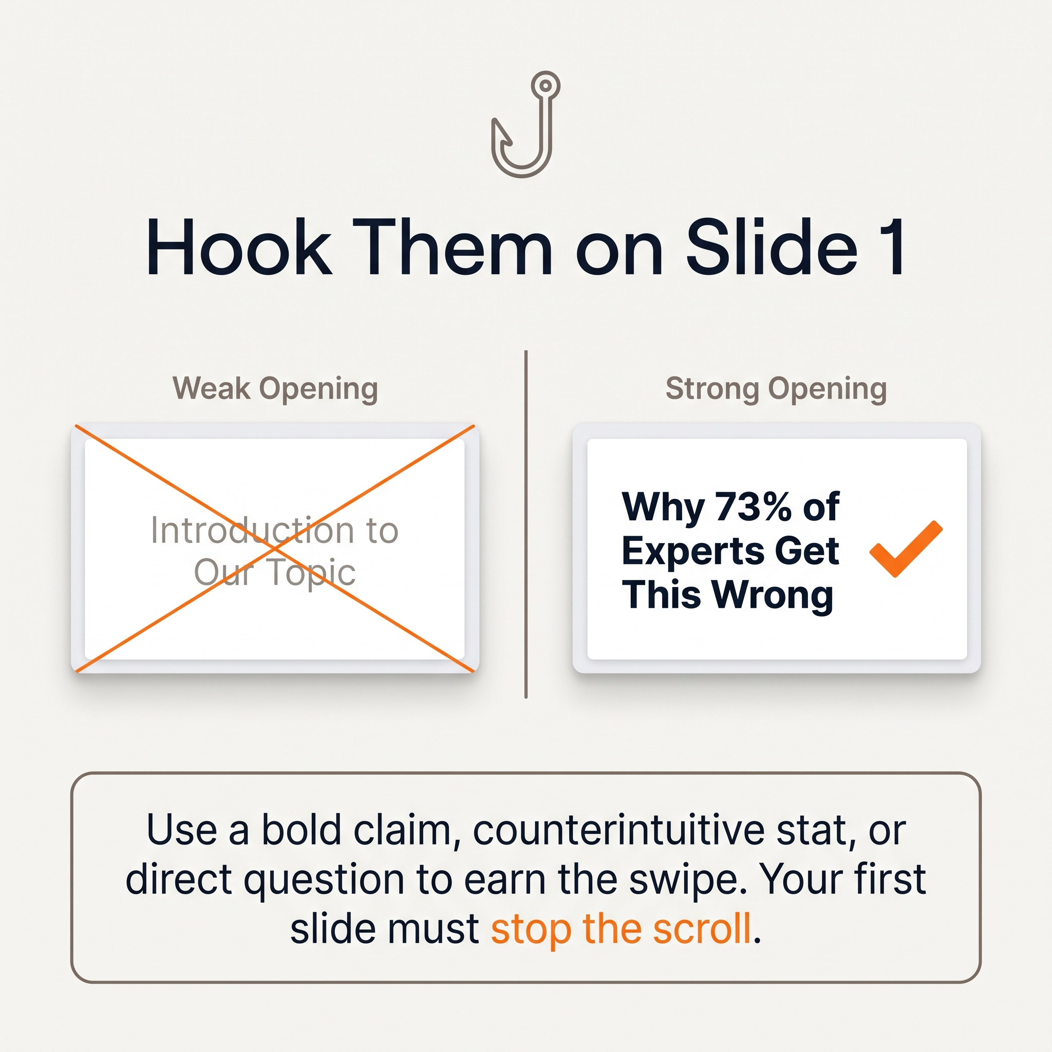 Instagram carousel engagement strategy: hook-first slide structure