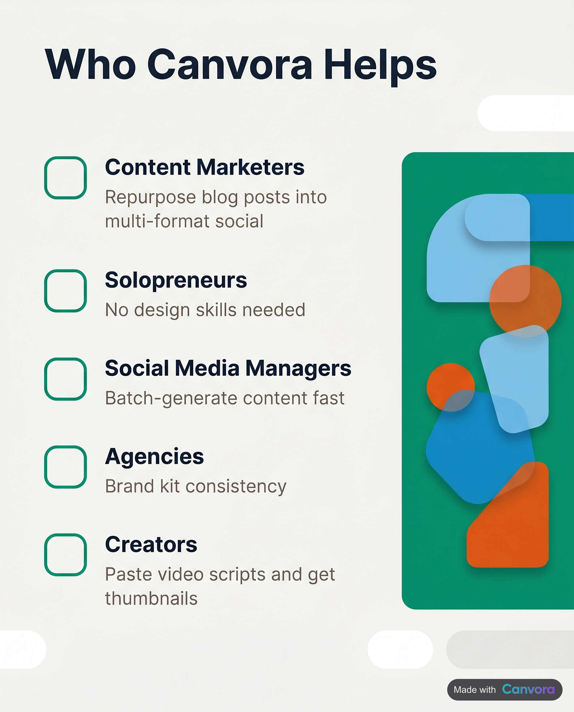 Checklist of user roles who benefit most from free AI social media post generators