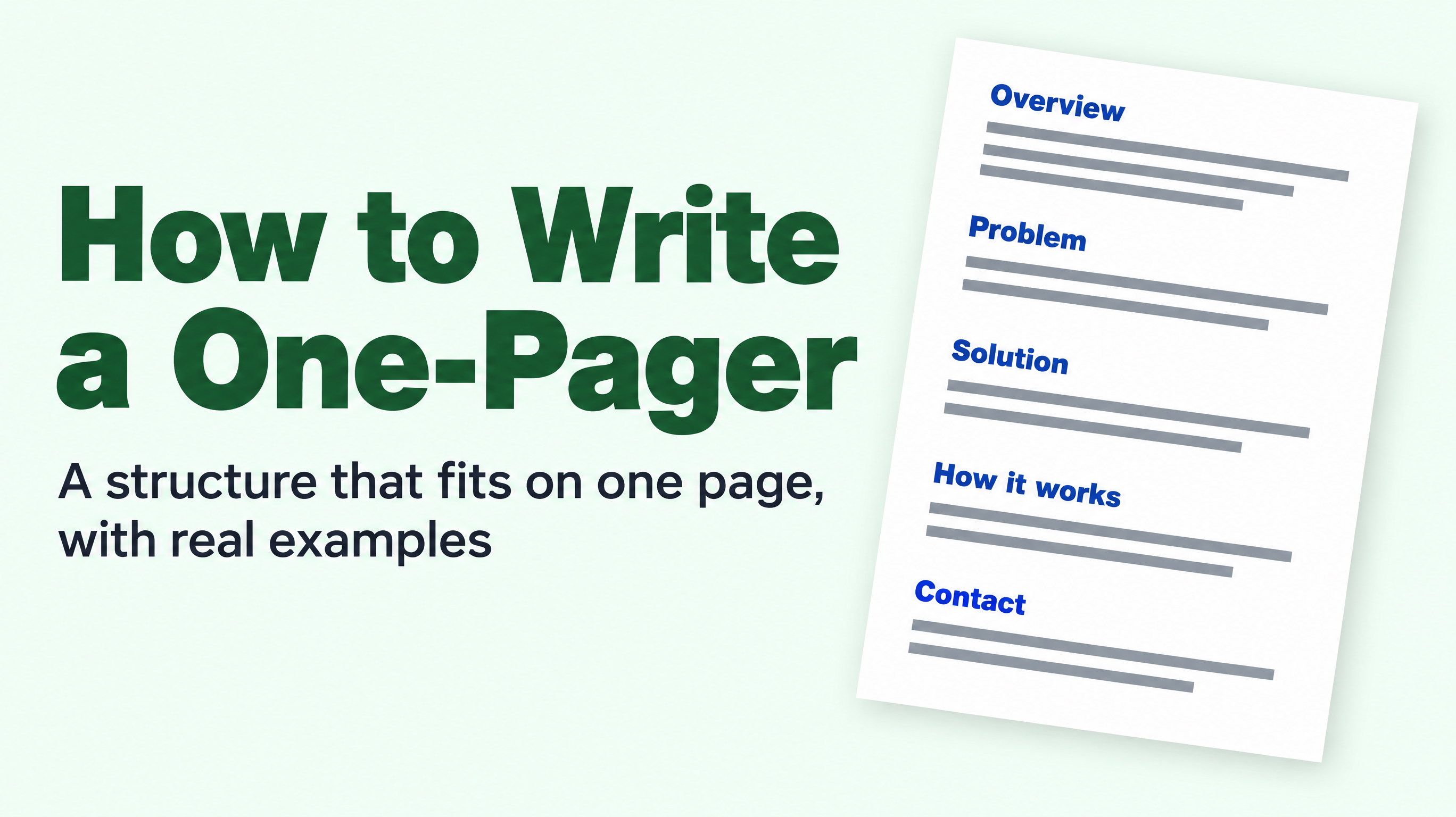 How to write a one-pager: a single-page business document laid out in clear blocks