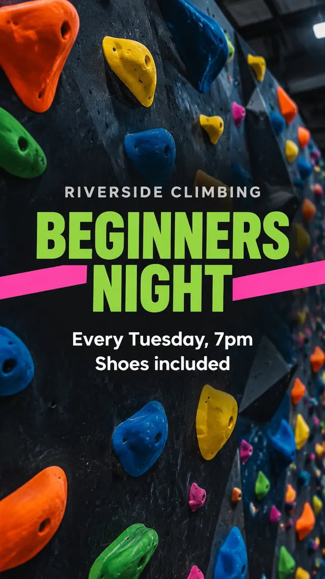 Instagram story made with Canvora for a climbing gym's beginners night