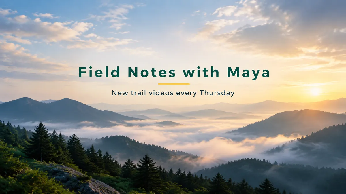 YouTube channel banner made with Canvora for a hiking channel, with the channel name in the centre